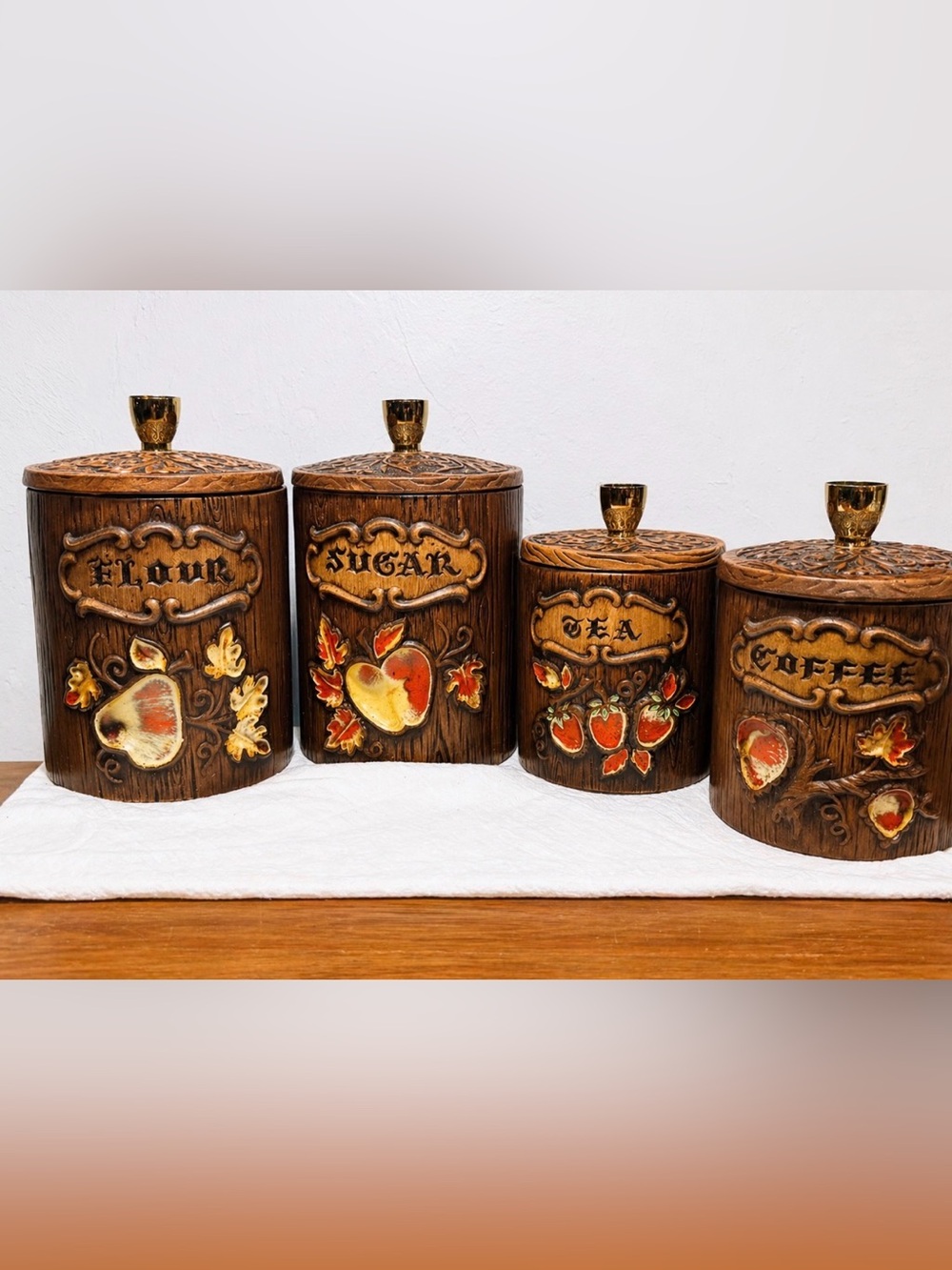 Vintage 1970s Treasure Craft Canister Set